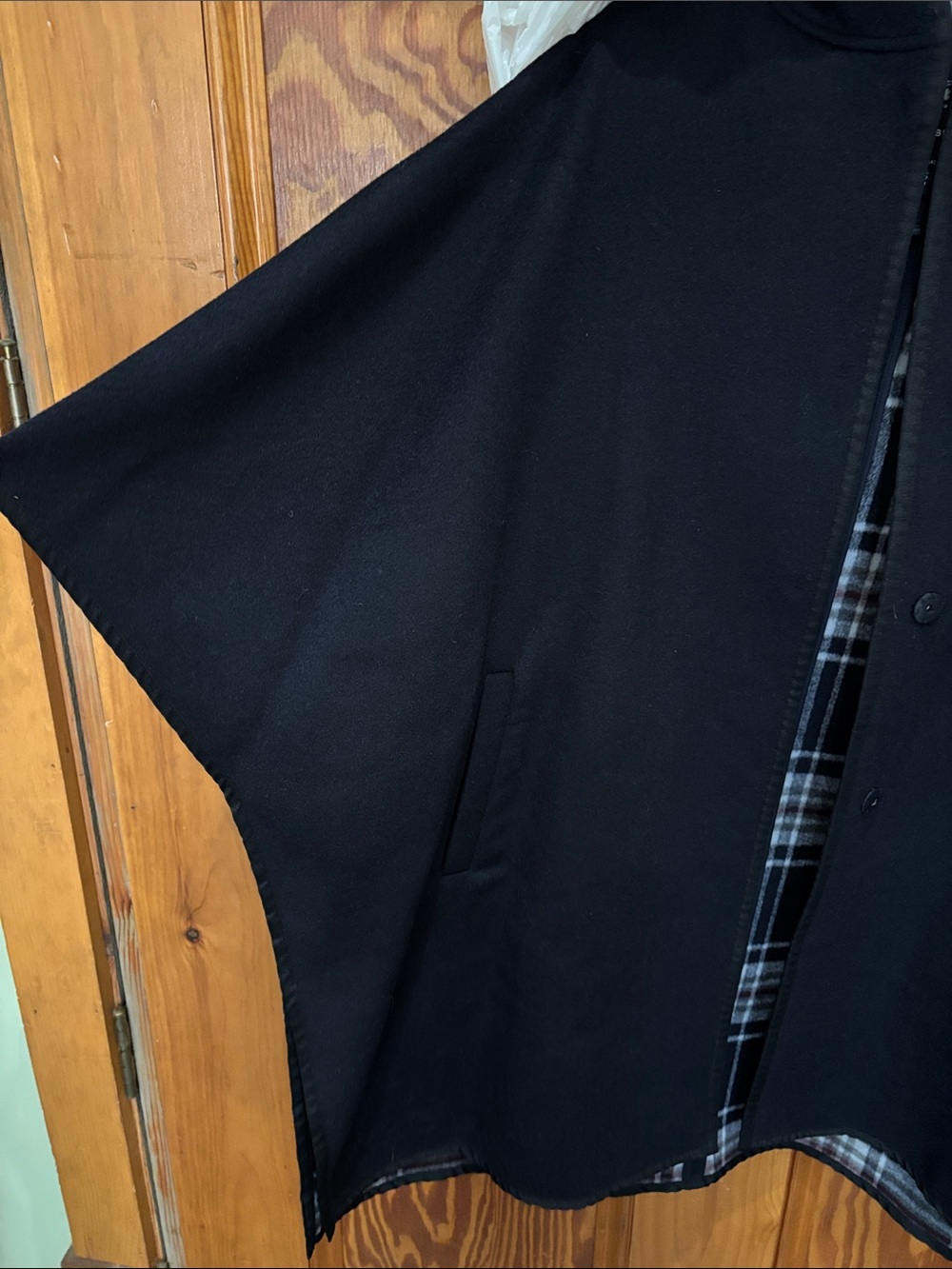Lucky Brand navy Hooded snap closure Cape - Picture 2 of 5